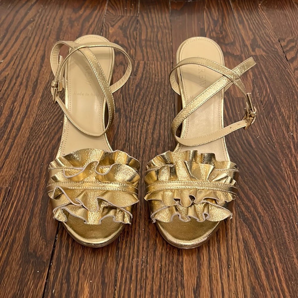 Jcrew gold leather “made in Italy” collection sandals.